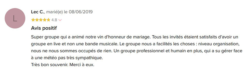 avis des mariés sur animation lithium