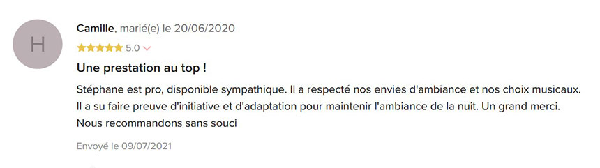 avis des mariés sur animation lithium