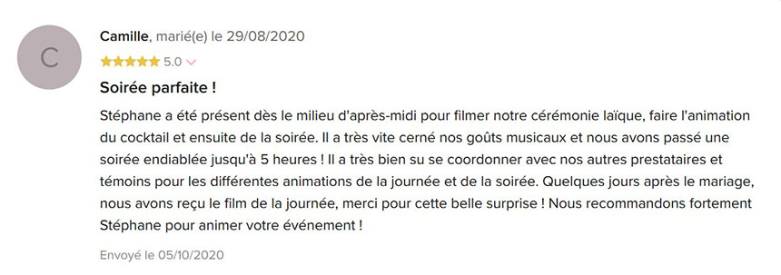 avis des mariés sur animation lithium