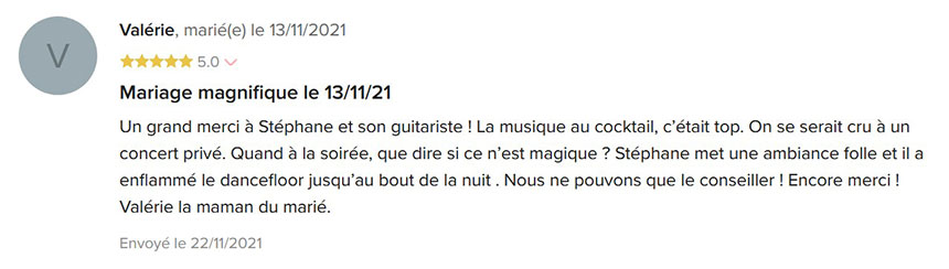 avis des mariés sur animation lithium