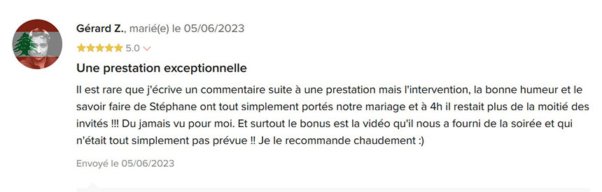 avis des mariés sur animation lithium