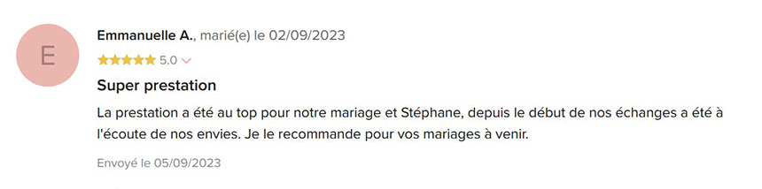 avis des mariés sur animation lithium